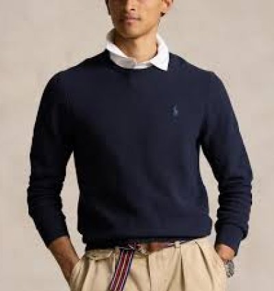 Winter Classic: Dark Blue Knitted Sweater for Men