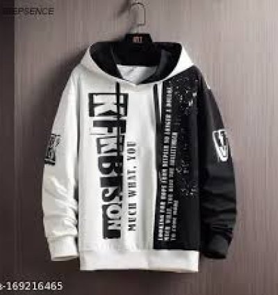 Monochrome Vibes: Designer Black & White Hoodie for Men