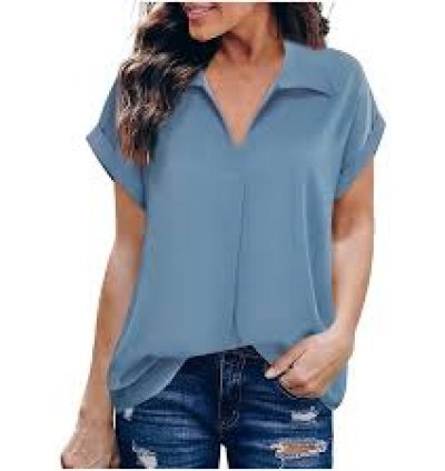 Chic & Cool: Casual Blue Half Sleeve Shirt for Women