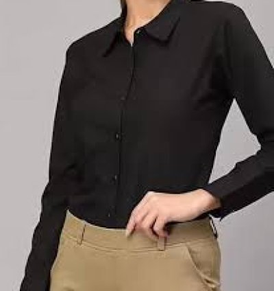 Power Look: Plain Black Professional Shirt for Women