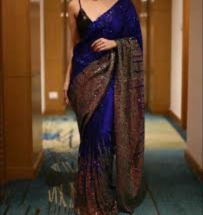 Radiant Grace: Blue Saree for Special Occasions