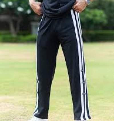 Street Sport: Black Trackpant with White Side Stripes for Men